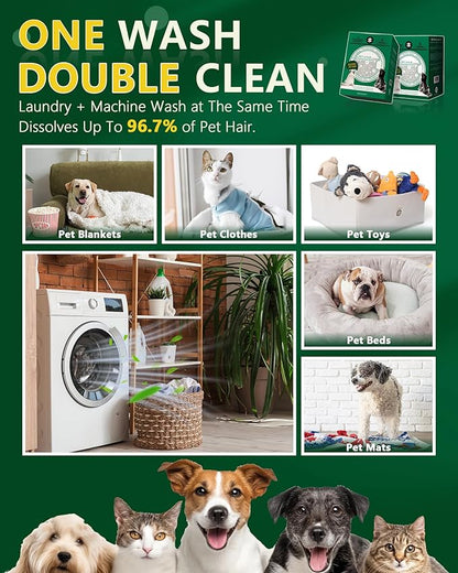 SEMECH by Seedshub Pet Hair Dissolver for Washing Machine, Washing Machine Cleaner -12 Sachets, 96.7% Hair Dissolution, Dog & Cat Hair Dissolver, HE Compatible for Front & Top Load Washers