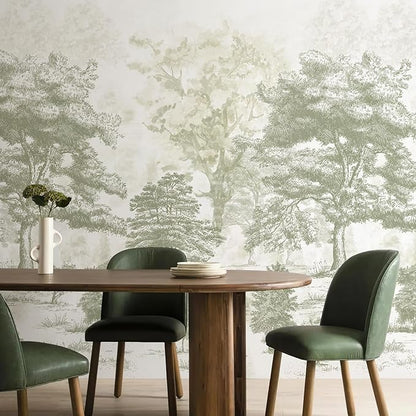 Zeeko Vintage Forest Wall Murals Peel and Stick 144" W x 100" H Canvas Waterproof Tree Self-Adhesive Wallpaper Large Nature Landscape Art Deco for Bedroom