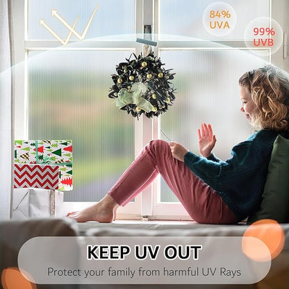 VELIMAX Reeded Glass Privacy Film, Frosted Window Vinyl, 3D Decorative Window Decals Non Adhesive for Bathroom Living Room 29.5x78.7 inches