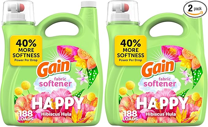 Gain Liquid Fabric Softener (Fabric Conditioner),Happy,127 fl oz,188 Loads,(Pack of 2)