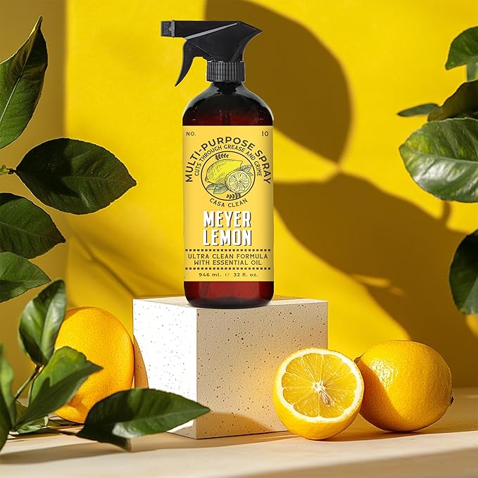 Casa Clean Multi-Purpose Cleaners, Meyer Lemon and Rosemary Mint, Ultra Clean Formula with Essential Oil, 32oz 4 pack. Home and Body Company