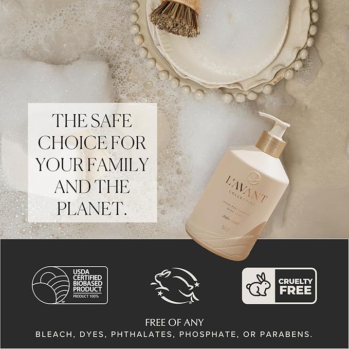 L’AVANT Collective High Performing Dish Soap Refill | Plant-Based, Naturally Derived Formula, Ambre Santal Scent | 32 fl oz Refill Pouch | Sustainable Luxury Kitchen Cleaning Solution