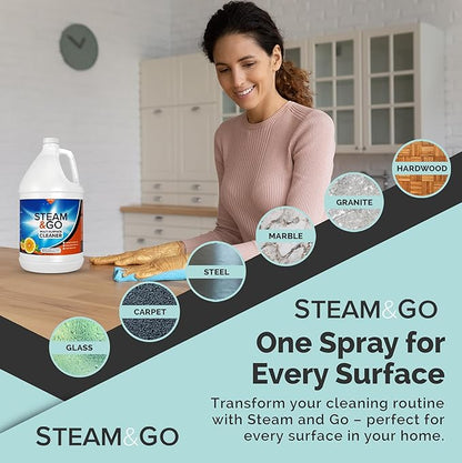 Steam & Go Multi-Purpose Cleaner Spray Refill with Oxy Power for Multi-Surfaces - Removes Stains, Eliminates Odors, & Degreases - Orange Scent, 1 gal
