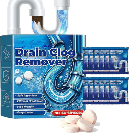 Strong Drain Effervescent Tablet, Quick-Dissolving Sink Tablets for Smell, Foaming Drain Cleaner Tablets for Garbage Disposal, Cleaner for Sewer, Toilet and Septic Tank, 12pcs/box (1box)