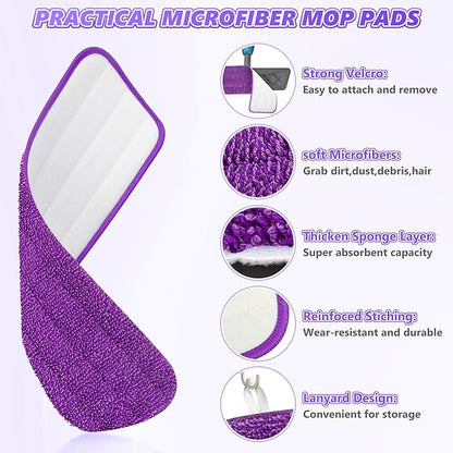 BPAWA 4X Reusable Pads Compatible with Swiffer PowerMop, 15" Microfiber Power Mop Replacement Refills Spray Mop Heads Washable Pad Dry Wet Mopping or Floor Cleaning