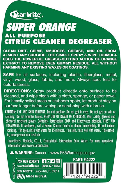 Star Brite Super Orange All-Purpose Citrus Cleaner Degreaser - Remove Dirt, Grime, Grease, Smudges, Oil & Gummy Residue - Biodegradable