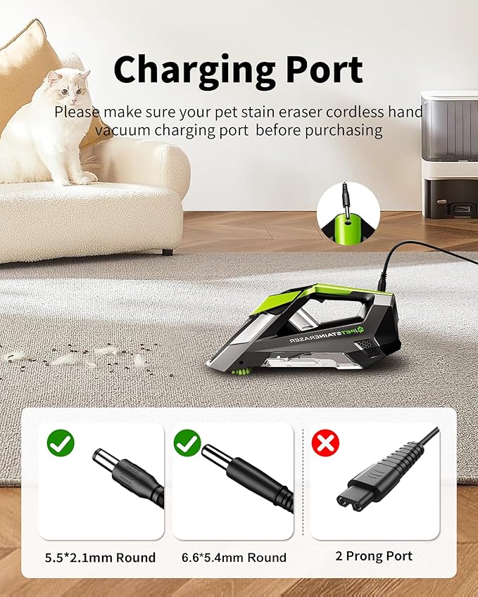WUKUR 10V Charger for Bissell Pet Stain Eraser 2054 2002 2003 20037 20028 2003A 2164A 2842 2846 2877 3181 3180 3182, Power Adapter for Bissell Cordless Handheld Portable Carpet Vacuum Cleaner 1611736