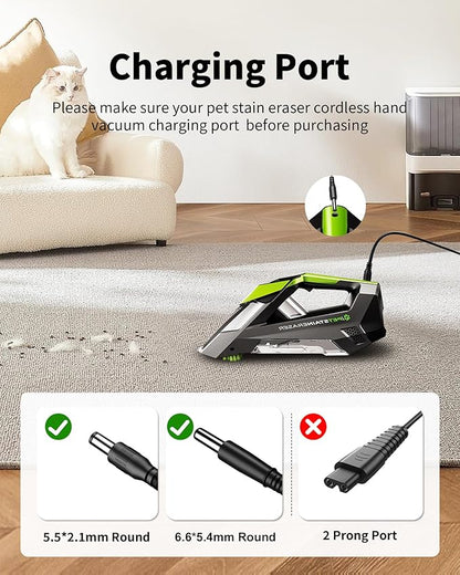 WUKUR 10V Charger for Bissell Pet Stain Eraser 2054 2002 2003 20037 20028 2003A 2164A 2842 2846 2877 3181 3180 3182, Power Adapter for Bissell Cordless Handheld Portable Carpet Vacuum Cleaner 1611736