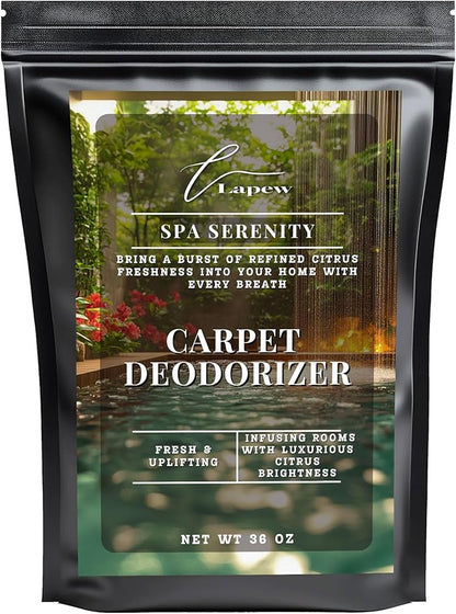 Lapew Spa Serenity Carpet Deodorizer Powder - Pet Safe Freshener for Vacuuming | Scented Odor Eliminator for Home | 36 oz