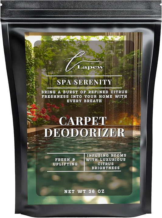 Lapew Spa Serenity Carpet Deodorizer Powder - Pet Safe Freshener for Vacuuming | Scented Odor Eliminator for Home | 36 oz