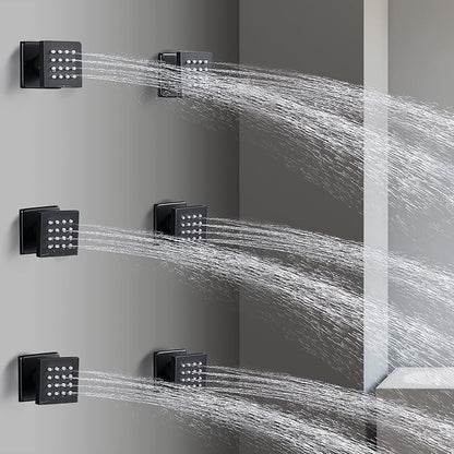 HOMEDEC Brass Square Shower Body Spray Jets Head (Matte Black, 6pcs)