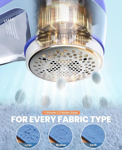 POPCHOSE Fabric Shaver, Lint Remover for Clothes, Electric Lint Shaver with 6-Leaf Blades, Sweater Shavers to Remove Pilling for Clothing, Couch, Furniture, Fuzz, Lint Ball, Bobbles, Bluish-Purple
