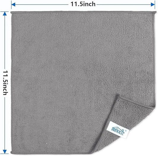 HOMEXCEL Grey Microfiber Cleaning Cloth 100 Pack, Microfiber Towel for Cars, Lint Free, Scratch-Free, Highly Absorbent, and Cleaning Rags for House, Window and Glass, Cars, TV Screen 11.5 X11.5 inch