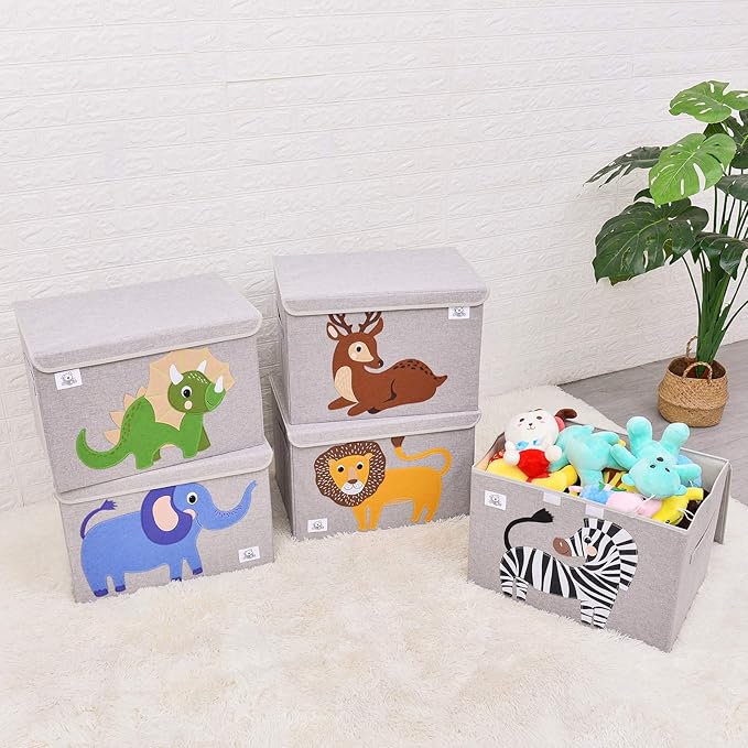 CLCROBD Foldable Large Kids Toy Chest with Flip-Top Lid, Collapsible Fabric Animal Toy Storage Organizer/Bin/Box/Basket/Trunk for Toddler, Children and Baby Nursery (Dolphine)