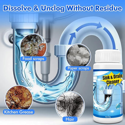 Pipeline Dredging Agent, 110g Drain Cleaner,Powerful Pipe Unclogger, Bathroom Sinks, Kitchen Sinks, Shower Pipes