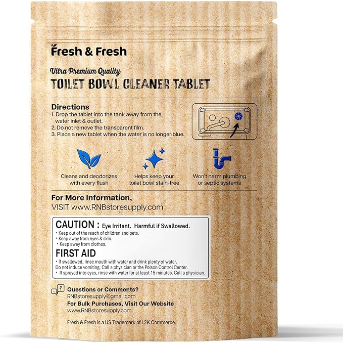 Disposable Tablets Type Toilet Bowl Cleaners(30 pack) Odor Eliminator, Fresh Scent, Multipurpose Residential and commercial Cleaners 2-3 week Lasting