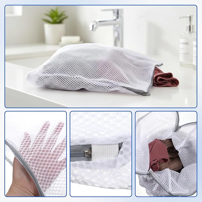 3Pcs 22" x 15" Mesh Hanging Laundry Bags for Washing Machine, Wash Bag for Clothes Delicates Lingerie, Durable Honeycomb Mesh Laundry Bags for Socks