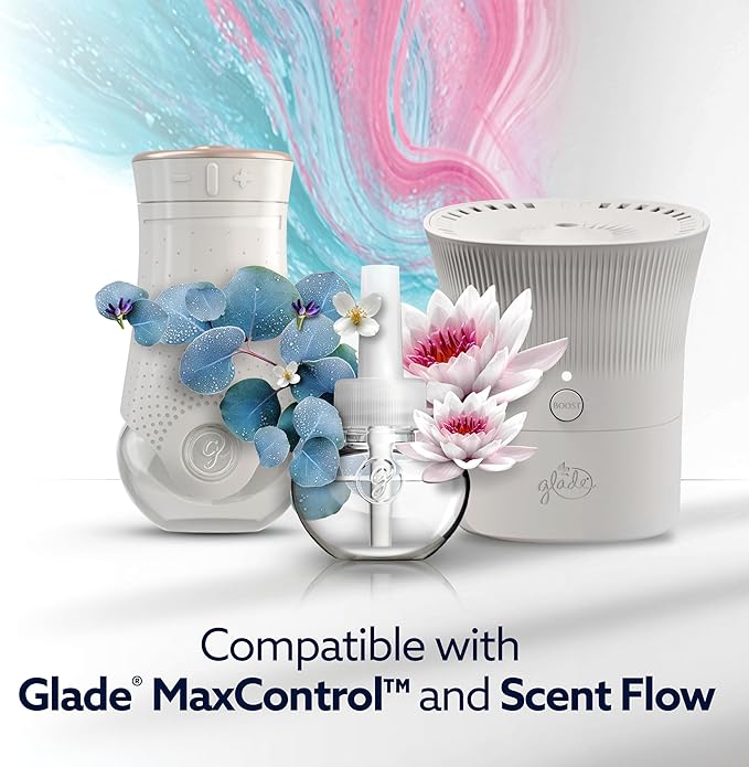 Glade PlugIns Refills with CustomScent Technology, Eucalyptus & Waterlily, 1 Warmer + 2 Refills