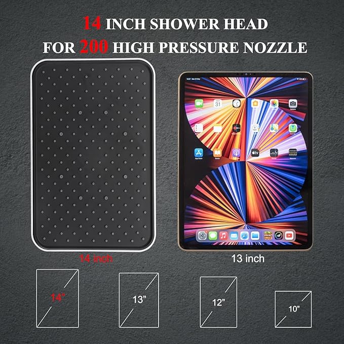 14'' High Pressure Rainfall Shower Head with Handheld-11Modes with Power Jets, Adjustable Rain Showerhead,Double Shower heads design,70"Hose&detachable Holder Upgrade for Tandem Bathroom