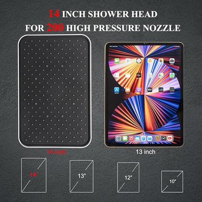 14'' High Pressure Rainfall Shower Head with Handheld-11Modes with Power Jets, Adjustable Rain Showerhead,Double Shower heads design,70"Hose&detachable Holder Upgrade for Tandem Bathroom