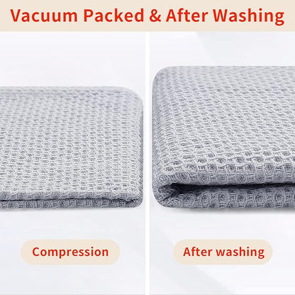 Homaxy 100% Cotton Waffle Weave Kitchen Dish Towels, Ultra Soft Absorbent Quick Drying Cleaning Towel, 13 x 28 Inches, 8-Pack, Light Gray