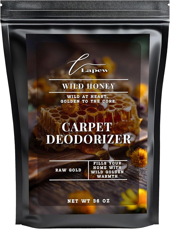 Lapew Wild Honey Carpet Deodorizer Powder - Pet Safe Freshener for Vacuuming | Scented Odor Eliminator for Home | 36 oz