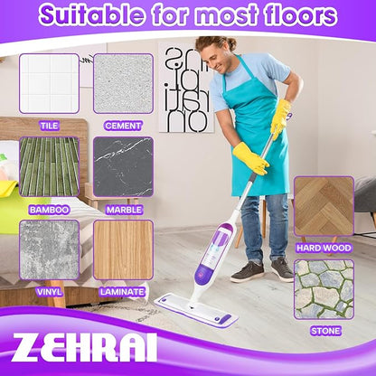 6 Pack Reusable Microfiber Mop Pads for Swiffer PowerMop, 13-16 Inch Spray Mop Replacement Refills, Machine Washable Wet Dry Pads for Hardwood Tile Multi-Surface Cleaning