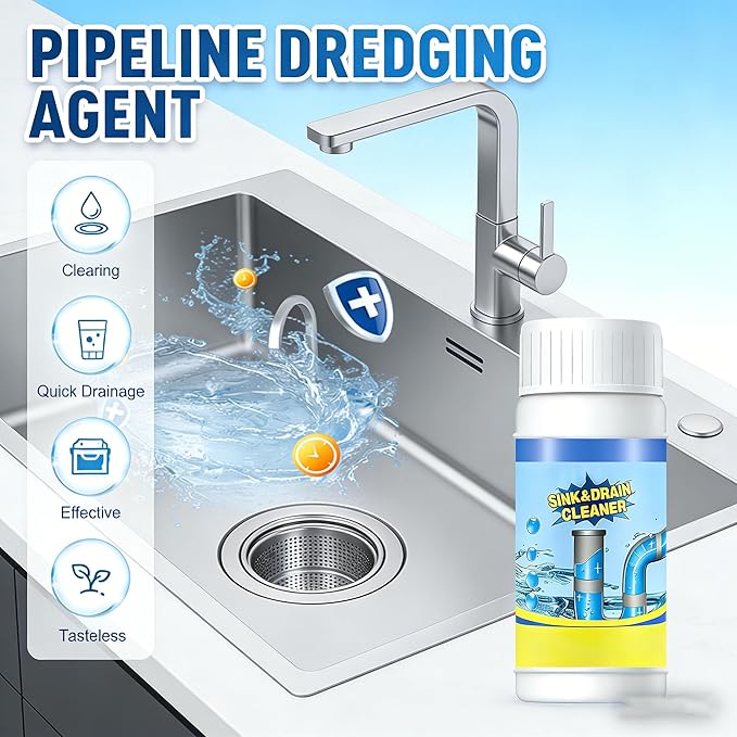 2026 Upgraded Wild Tornado Sink & Drain Cleaner Powder, Pipeline Dredging Agent, Sink and Drain Cleaner Powder, Multi-functional Fast-Acting Pipe Dredging Agent for Kitchen and Toilet Pipeline (2pcs)