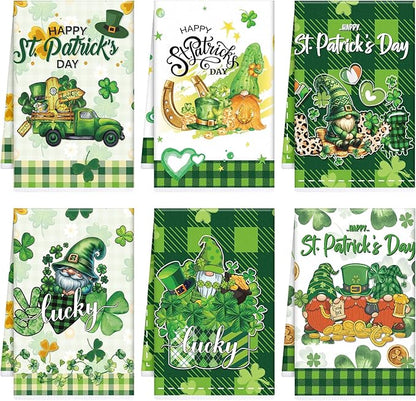 St Patrick's Day Kitchen Towels 16x24 Inch Green Shamrock Hand Towels Rae Dunn St Patricks Day Bathroom Dish Towels Decorations Irish Tea Towels Decoration for Kitchen Bathroom