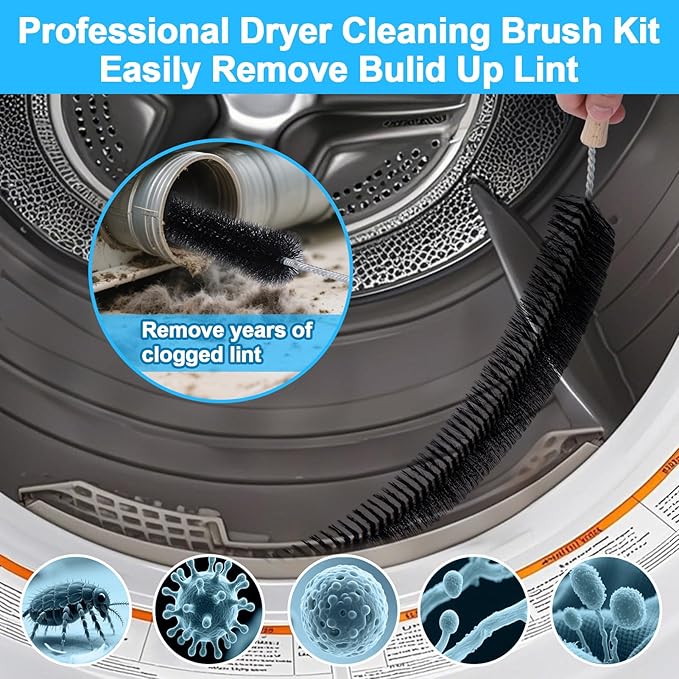 XANGNIER 3 Pack Dryer Vent Cleaner Kit,Flexible Dryer Lint Brush Vent Cleaner,Dryer Lint Trap Cleaning Tool,Laundry Room Essentials Lint Remover Accessories,Household Cleaning Tools