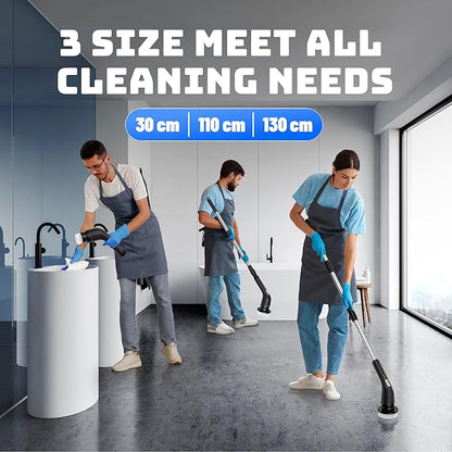 Shower Scrubber with Long Handle - Bathroom Power Electric Spin Scrubber for Cleaning Bathtub with 7 Brush Heads - Cordless IPX7 Waterproof Automatic for Grout, Tile, Tub, Toilet, Car