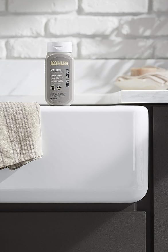 KOHLER K-23725-NA Cast Iron Cleaner, For Kitchen and Bathroom, 8 oz Bottle, Non-abrasive Cream-based Cleaner