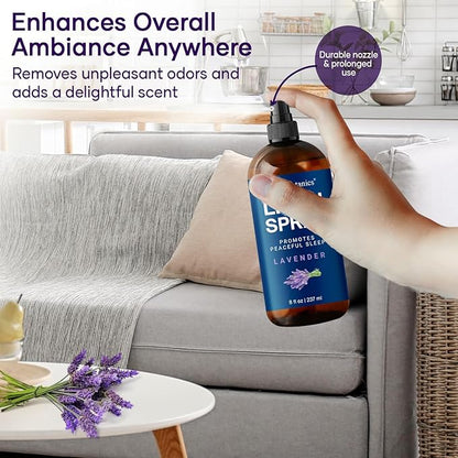 Lavender Linen Spray 8 fl oz - Refreshing Fabric Refresher & Pillow Spray for Bedding, Bed Sheets & Room - Soothing Room Mist - Nexon Botanics