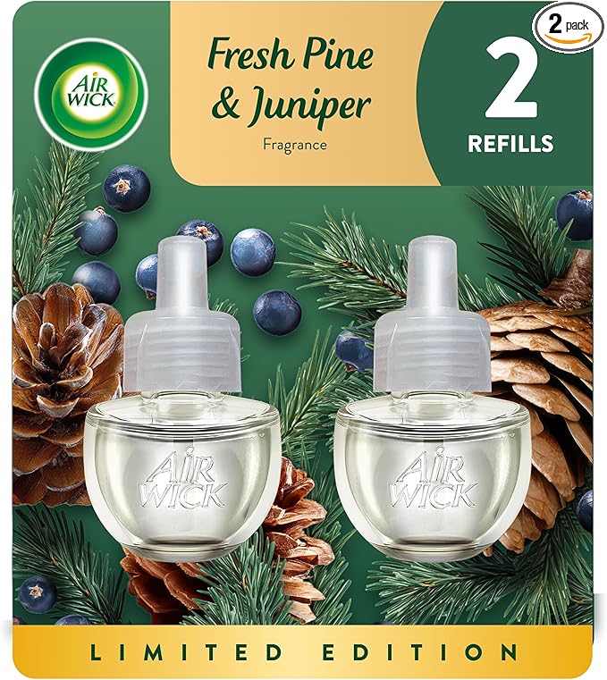 Air Wick plug in Scented Oil 2 Refills, Woodland Pine, (2x0.67oz), Essential Oils, Air Freshener