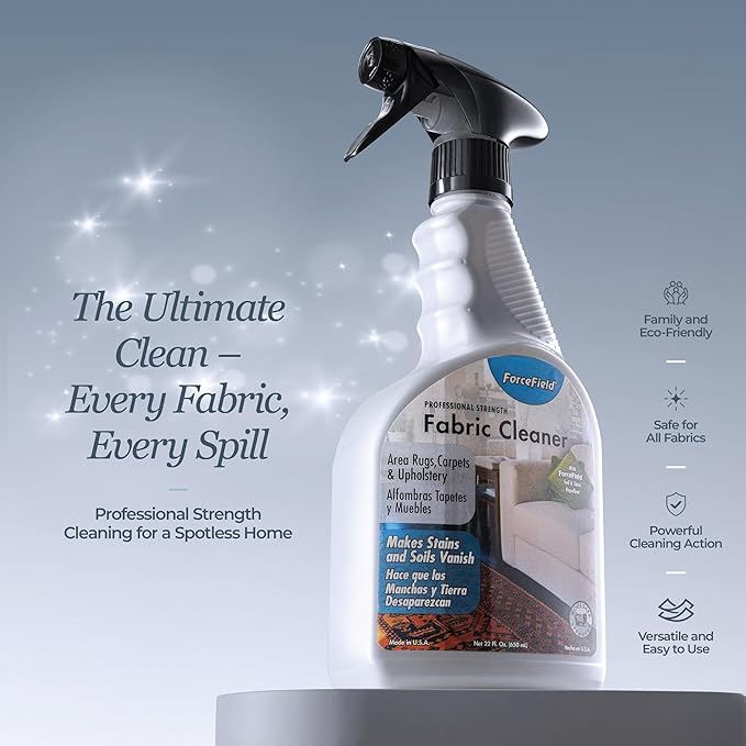 ForceField® Fabric Cleaner Professional Strength, Deeply Penetrates Water Safe Fabric & Fibers of Upholstery, Clothing, Rugs & Carpeting - 22oz