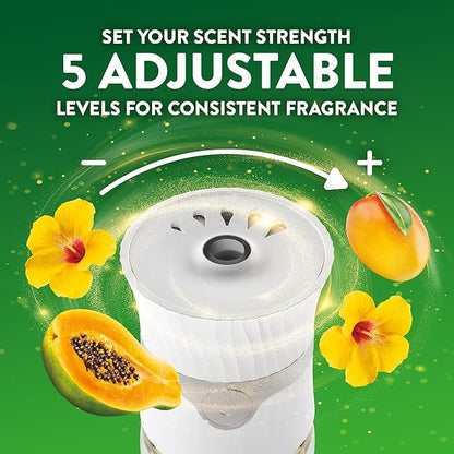 Air Wick Plug In Scented Oil Refill, Infused with Essential Oils, Plug In Air Fresheners for Home, Hawaii Exotic Papaya & Hibiscus Flower, 2 ct