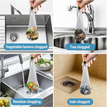 RAINFLOW 400 PCS Disposable Kitchen Mesh Sink Strainer Bag - Kitchen Sink Food Catcher Mesh Bag Elastic Net Drain Hair Catcher Strainer Bags for Drain Anti-Clogging Collecting Food Waste (4 x 4 Inch)