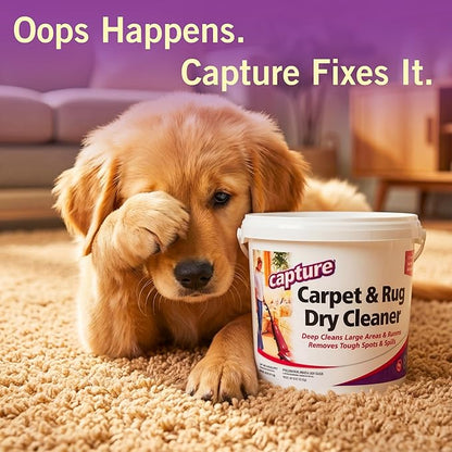 Capture Carpet & Rug Dry Cleaner w/Resealable lid - Home, Car, Dogs & Cats Pet Carpet Cleaner Solution - Strength Odor Eliminator, Stains Spot Remover, Non Liquid & No Harsh Chemical (4 Pound)