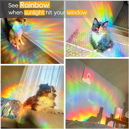 Rainbow Window Privacy Film Decorative, 3D Decals Stained Glass Clings, Static Cling Sticker, Suncatcher Windows Cover Tint for Home, 35.4 Inch x 78.7 Inch