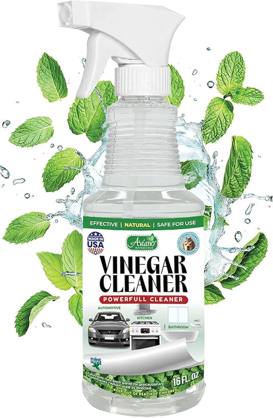 Aviano Botanicals Vinegar Cleaner, Made in USA - 16 Fl Oz Vinegar Cleaning Spray – Safe, Non-Corrosive, Pet & People Friendly, Eco-Friendly Mint Scent for Kitchen, Auto, Floors, Glass, Baths and more
