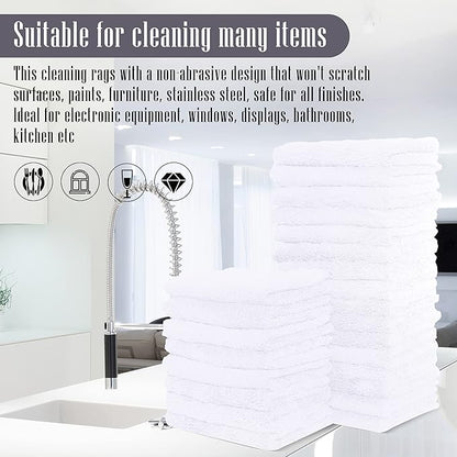 Sunny zzzZZ 24 Pack Kitchen Dishcloths - Does Not Shed Fluff - Reusable Dish Towels, Dish Cloths, Super Absorbent Coral Fleece Cleaning Cloths, Nonstick Oil Washable Fast Drying, 10 x 10 Inch (White)