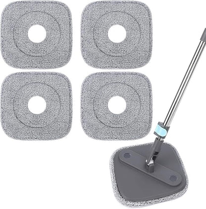 Square Microfiber Mop Pads Compatible with True & Tidy True Spin Mop - Mop Replacement Pads for Square Spin Mop and Bucket - Washable Pads fit for All 9 Inch Square Spin Mop (4 Pack)