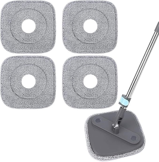 Square Microfiber Mop Pads Compatible with True & Tidy True Spin Mop - Mop Replacement Pads for Square Spin Mop and Bucket - Washable Pads fit for All 9 Inch Square Spin Mop (4 Pack)