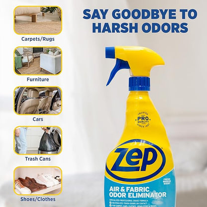 Zep Air and Fabric Odor Eliminator - 32 oz (Case of 4) ZUAIR324 - Neutralizes Strong Odors in Your Home, Office and Business