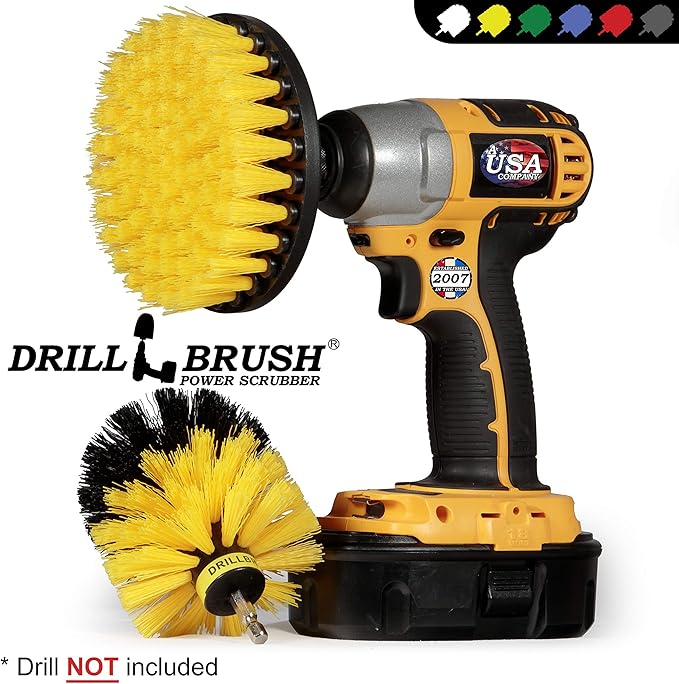 Bathroom Accessories - Cleaning Supplies - Drill Brush - Grout Cleaner - Shower Cleaner - Scrub Brush for Shower - Tile Cleaning Brush - Bathroom Cleaning Tools - Drill Brush Attachment Set - Bathtub
