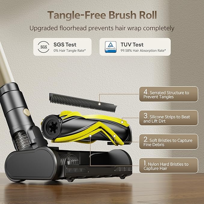 Ultenic Cordless Vacuum Cleaner, 600W 60KPA 65Mins Vacuum Cleaners for Home, Stick Vacuum Cordless with Touch Screen, Self-Standing, 180° Lay-Flat, Anti-Tangle Brush for All Floors/Pet Hair/Carpets