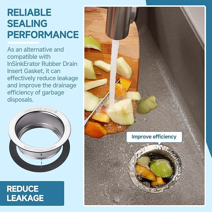 2Pcs FLG-Seal Rubber Drain Insert Gasket, Putty-Free Sink Flange Gasket for Kitchen Sink Garbage Disposal Gasket, Compatible with InSinkErator