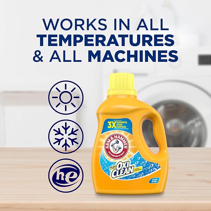 Arm & Hammer Plus OxiClean Fresh Scent, 77 Loads Liquid Laundry Detergent, 100.5 Fl oz (Pack of 2)