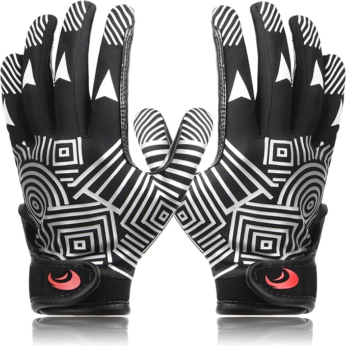 Youth Football Gloves Kids Silicone Grip Receiver Gloves with Super Stick Ability for Best Game Experience