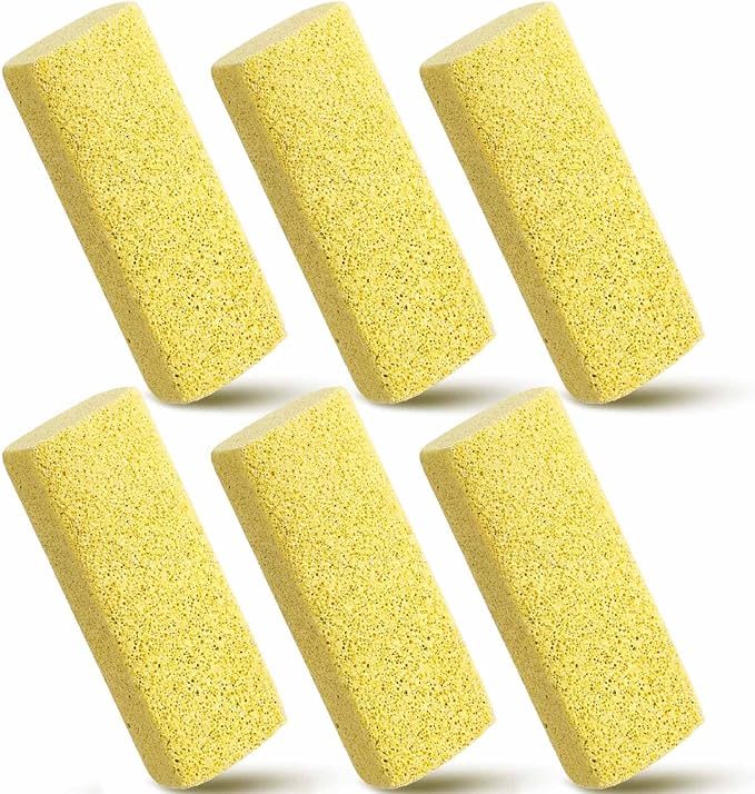 Abbylike 6 Pcs Pet Hair Remover Pumice Stone Reusable Portable Dog Cat Hair Removal Tool Scraper for Carpet,Couch, Bedding, Car Upholstery, Furniture Cleaning (5.3 x 2 x 1.4 Inch,Yellow)